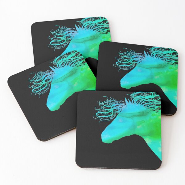 Item preview, Colorful Abstract Wild Horse Silhouette Green And Turquoise designed and sold by Michelle Wrighton.