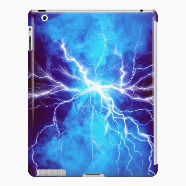 Blue Thunder Storm, Colorful Lightning graphic | iPad Case & Skin