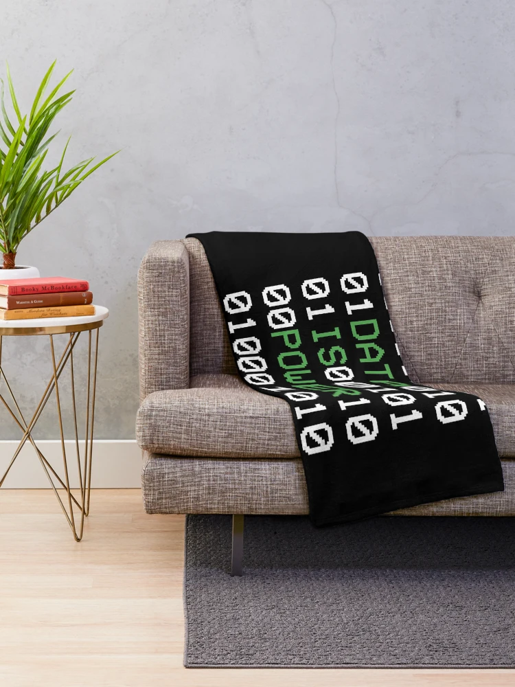 Thumbnail 2 of 6, Throw Blanket, Data binary code hacker programmer designed and sold by RJ-Art.