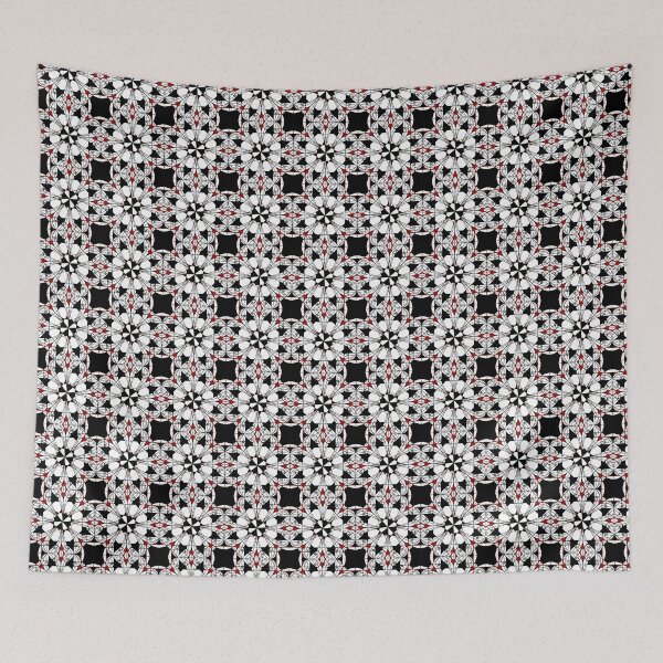 Item preview, Geometric Flower Pattern - seamless golden rule geometric pattern with red and black on white background. designed and sold by BDLVandFriends.