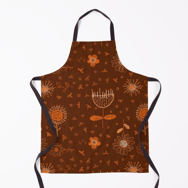 Item preview, orange flowers brown pattern designed and sold by FVO-italydesign.