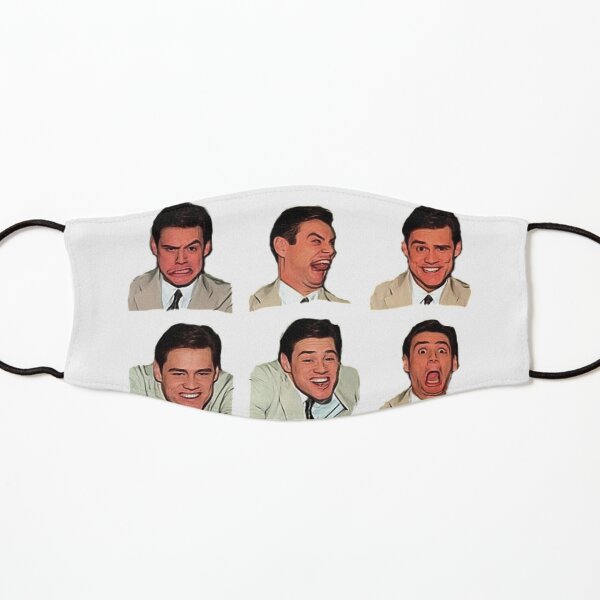 Jim Carrey faces, cartoon digital artwork, cool funny comedy movies, famous actors, good vibes, gift, present, ideas, sticker set, sticker pack, bundle Kids Mask