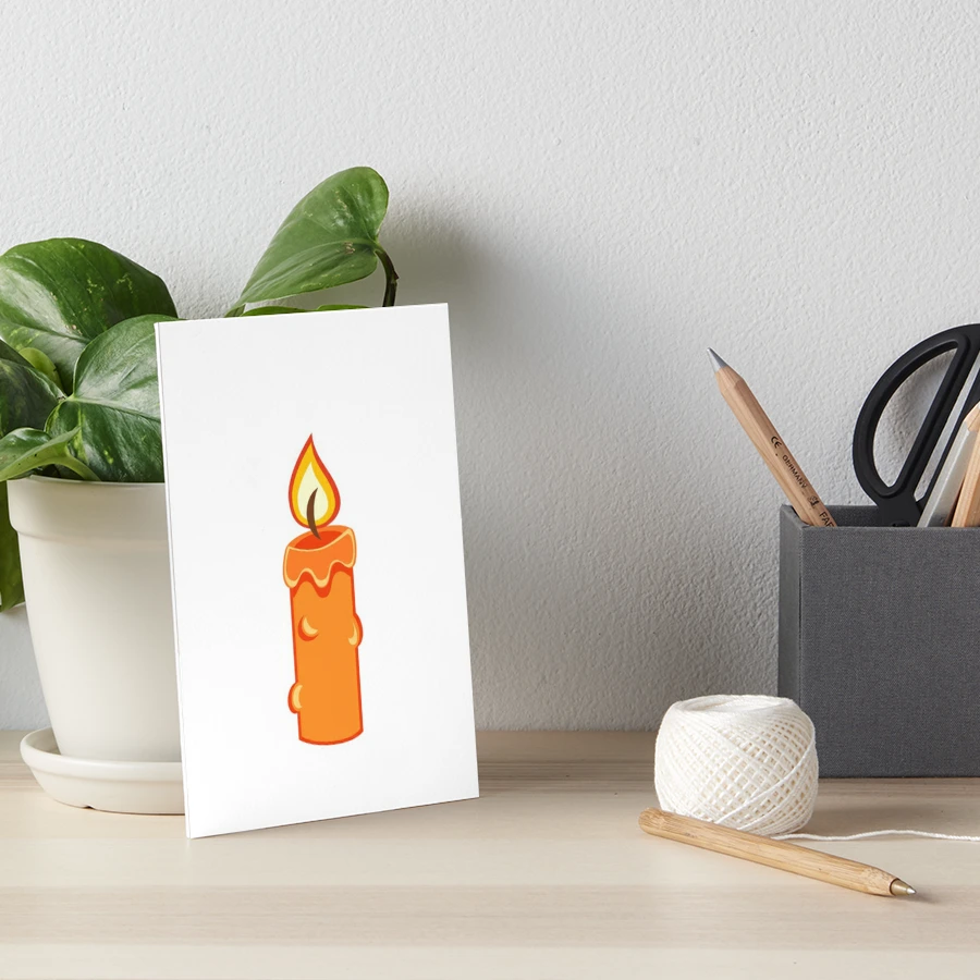 Candle cartoon style. Burning candle with melted wax.  Art Board Print for  Sale by TashaVector