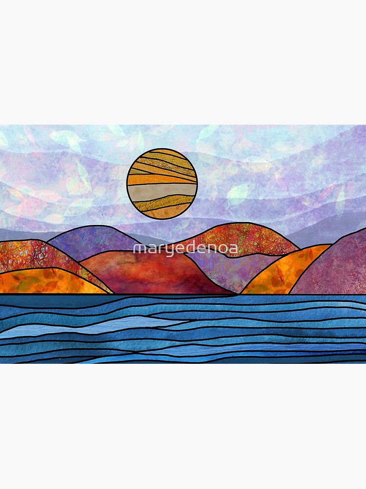 Aperçu 2 sur 2. Skin adhésive d'ordinateur avec l'œuvre La mer, la plage et le soleil des montagnes - Happy Nature créée et vendue par maryedenoa.