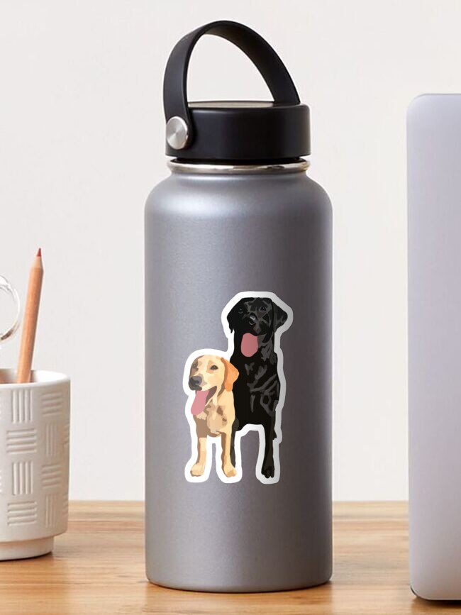 Black Labrador Und Golden Retriever Puppy Dogs Portrait Digital Illustration Sticker Von Sherylwylie Redbubble