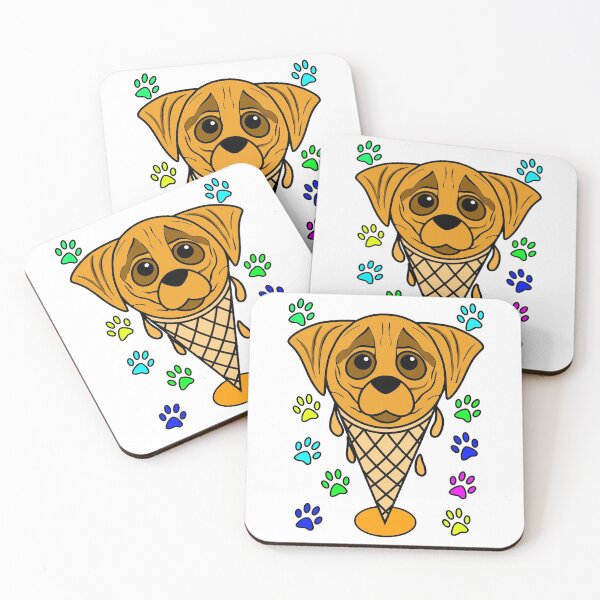 Item preview, Cute Pug Face Ice Cream Illustration designed and sold by vineeth.