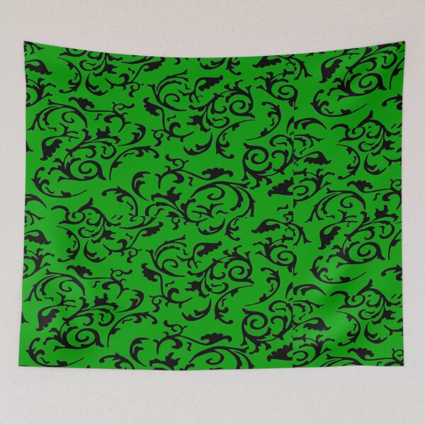 Item preview, ARABIATA 15 bis green black patterns Morocco Essaouira flowers leaves design arabesques scrolls decor designed and sold by dragonemma.