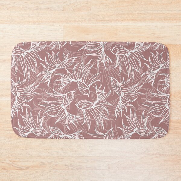 Item preview, Frosty leaves 3. Winter. White leaves line seamless pattern on dark beige pink. Wild herbs.Autumn leaf fall.  Wild life designed and sold by Yulia Chepurova.