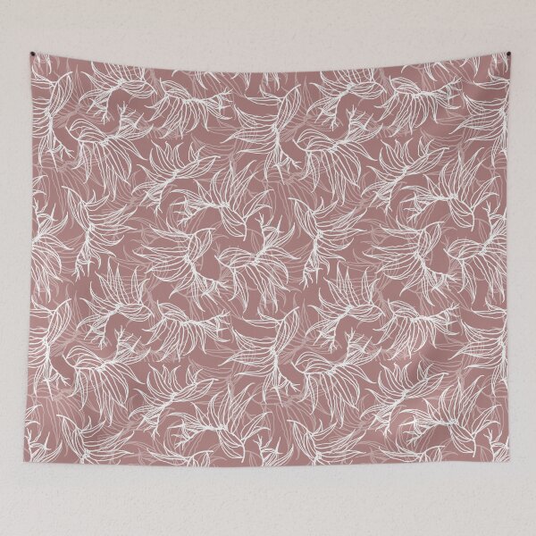 Item preview, Frosty leaves 3. Winter. White leaves line seamless pattern on dark beige pink. Wild herbs.Autumn leaf fall.  Wild life designed and sold by Yulia Chepurova.