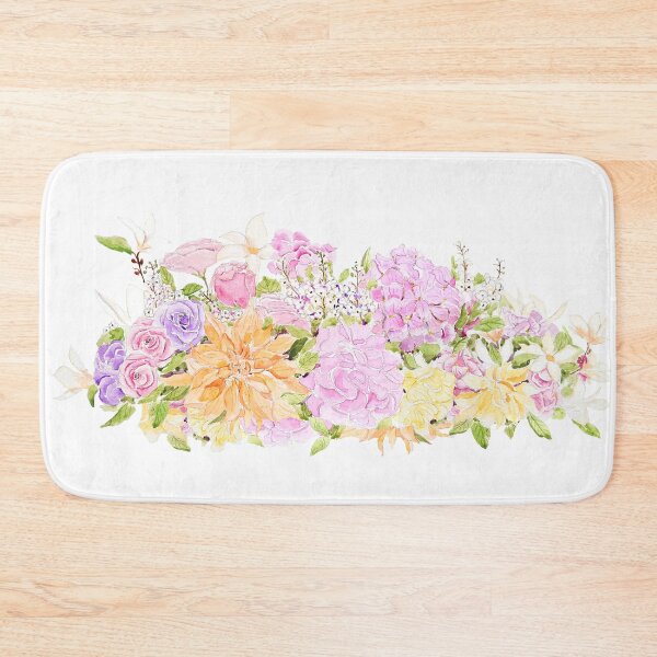 Item preview, hand painted light pink and purple hydrangea peony rose arrangement  designed and sold by ColorandColor.