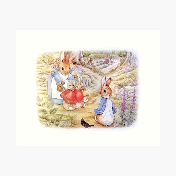Vista previa del artículo con la obra «Peter and his Mother  Illustration from Peter Rabbit  by Beatrix Potter», diseñado y vendido por Vintage Designs +.