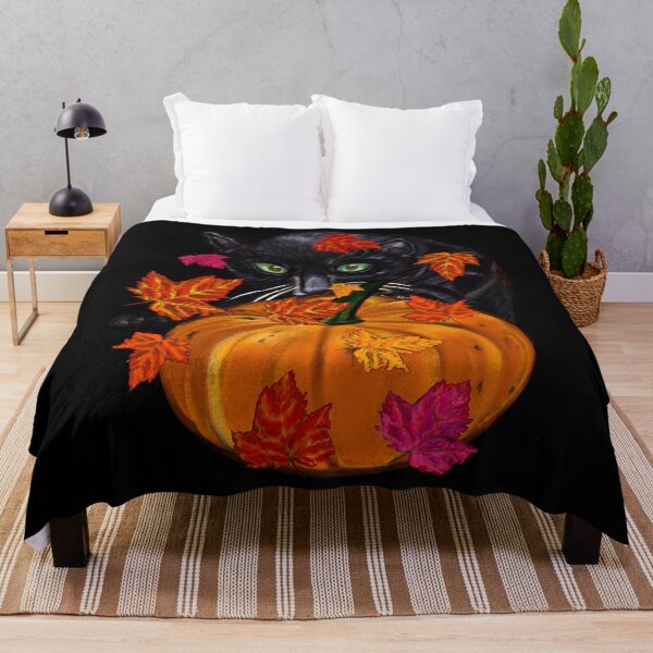 Item preview, Pumpkin,maple leaf, black cat and falling autumn leaves designed and sold by Artonmytee.