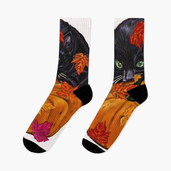 Item preview, Pumpkin,maple leaf, black cat and falling autumn leaves designed and sold by Artonmytee.