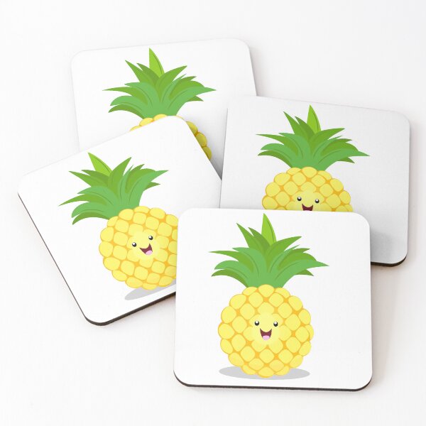 Item preview, Cute happy pineapple cartoon illustration designed and sold by FrogFactory.