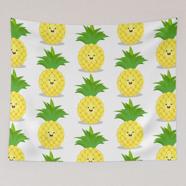 Item preview, Cute happy pineapple cartoon illustration designed and sold by FrogFactory.