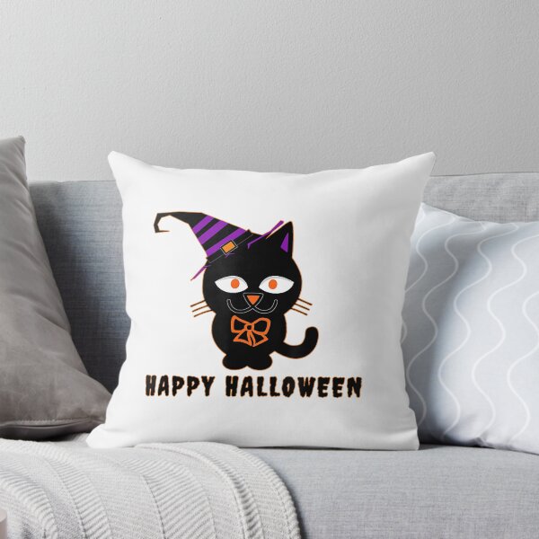 Aperçu de l'œuvre Adorable petit chat d'Halloween avec chapeau et nœud pour un tour ou un sort créée et vendue par HolmesMillie1.