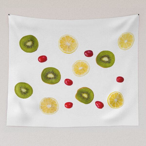 Item preview, Cornus and dogberry, lemon and kiwi high angle view designed and sold by Taidundua.