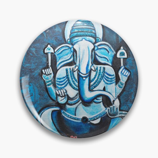 Item preview, Vignaharta Ganesha Hindu god blue painting on canvas gift art designed and sold by artbymanjiri.