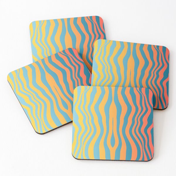 Item preview, Wavy Strips of Teal Green and Orange Red Shades Pattern designed and sold by yappei.