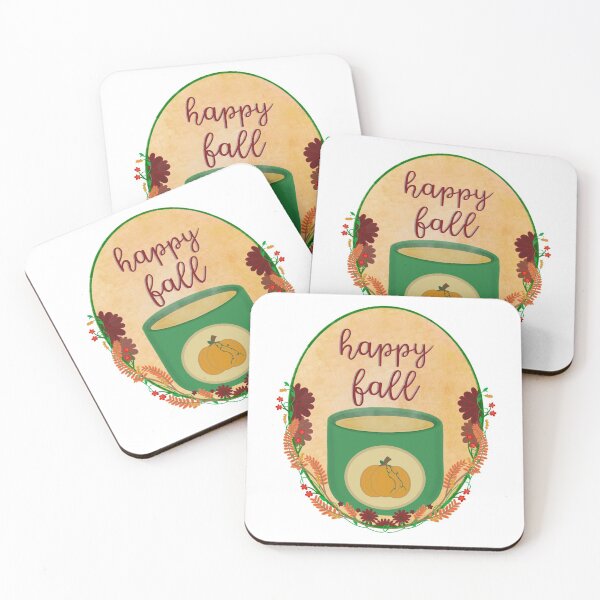 Happy Fall Wreath Coasters (Set of 4)