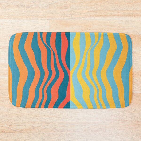 Item preview, Wavy Strips of Teal Green and Orange Red Shades Pattern designed and sold by yappei.