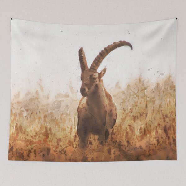 Item preview, Ibex - Mountain Goats _ watercolor painting designed and sold by shokA Design.