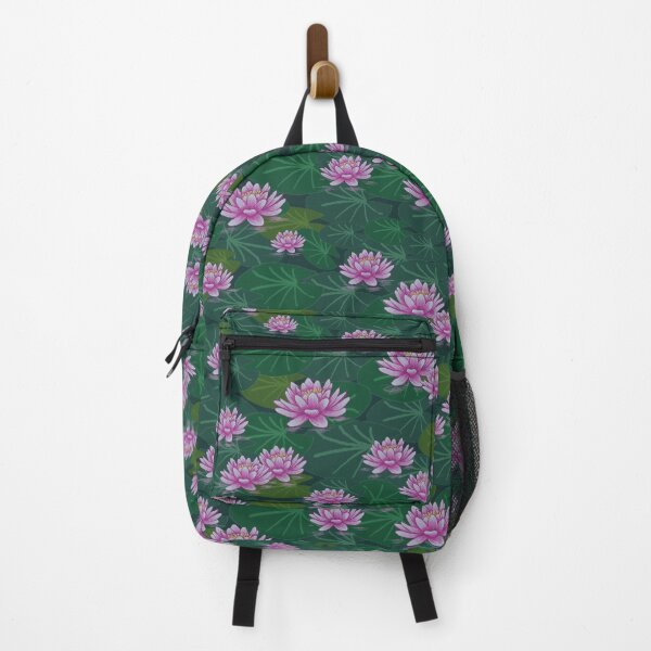 Item preview, pink water lilies green pattern designed and sold by FVO-italydesign.