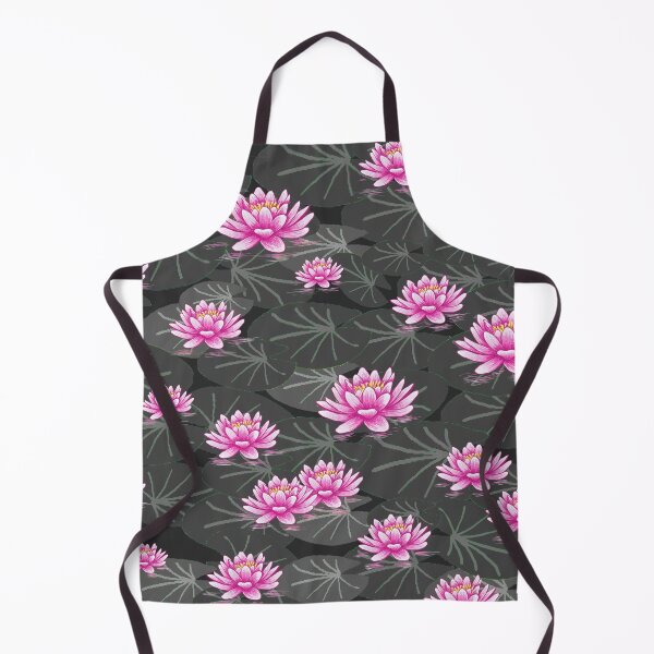 Item preview, pink water lilies grey pattern designed and sold by FVO-italydesign.