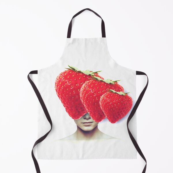 Item preview, Strawberry Head Portrait, minimalist food collage art designed and sold by avit1.