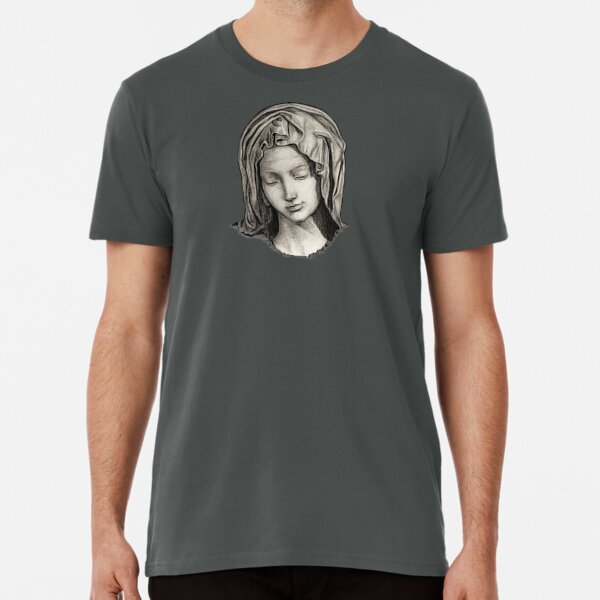 Drawing of Mary from Michelangelo's Pieta. Graphite pencil. Premium T-Shirt