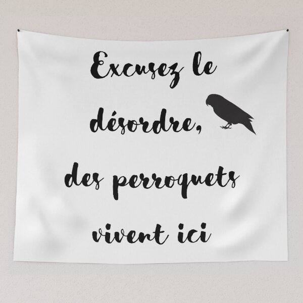 Item preview, sorry for the mess, parrot lives here french quote designed and sold by L'Atelier Oranjade.