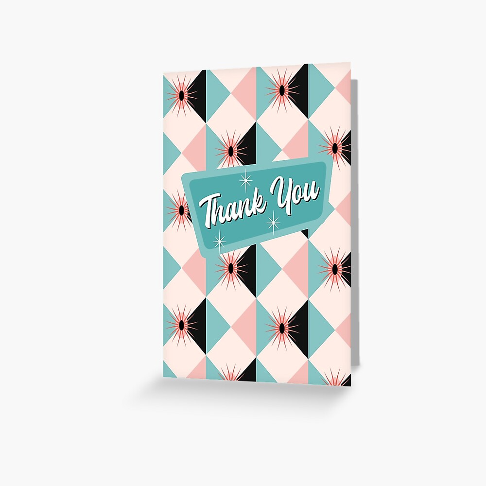 Thank You - Atomic Sunburst Blocks Mint 2 Greeting Card