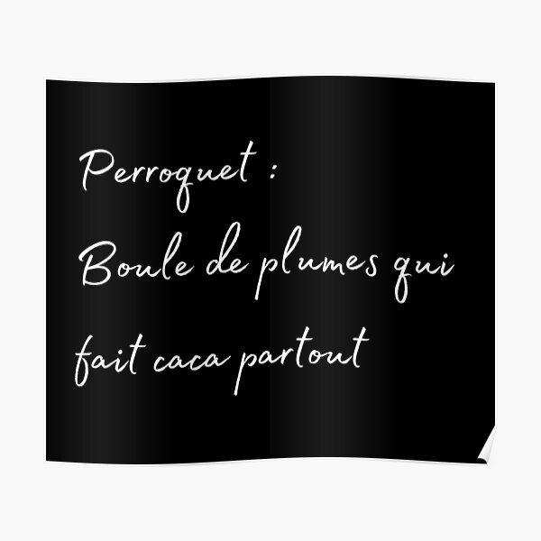 Partage Sa Vie Avec Des Perroquets Noir Citation En Francais Poster By Oranjade0122 Redbubble