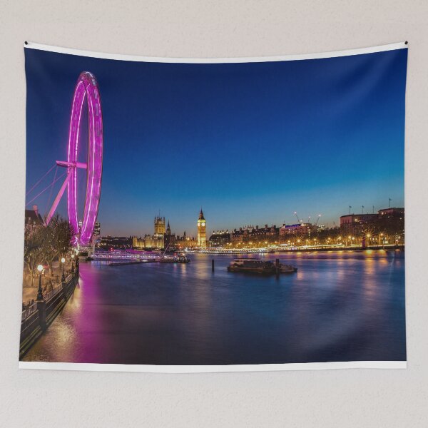 Item preview, Stunning clear night blue sky with Big Ben, London Eye, Thames River at Night designed and sold by HTPOP.