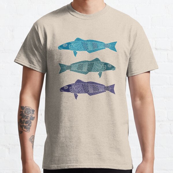 Serious Fish // Go Your Own Way // Folk Art // Black and White // Line Drawing Classic T-Shirt