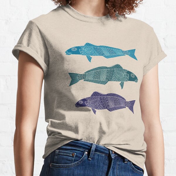 Serious Fish // Go Your Own Way // Folk Art // Black and White // Line Drawing Classic T-Shirt