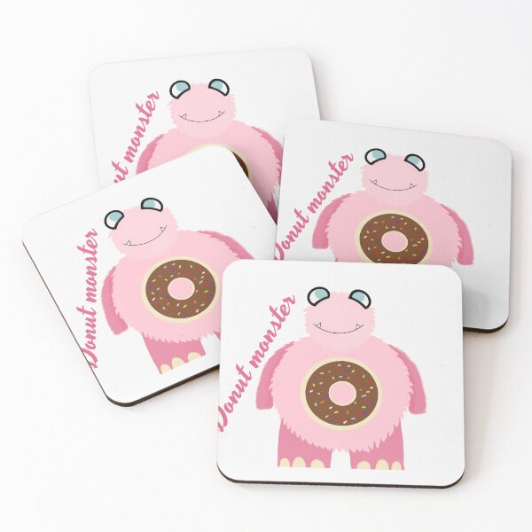 Item preview, cute pink Donut monster designed and sold by Beardeddragon13.