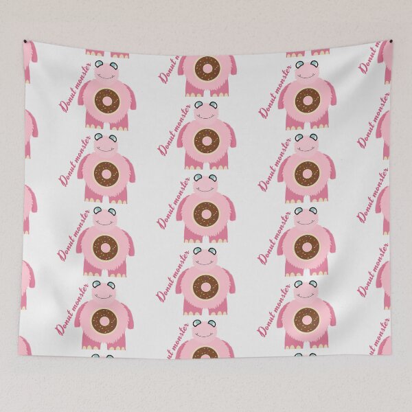 Item preview, cute pink Donut monster designed and sold by Beardeddragon13.