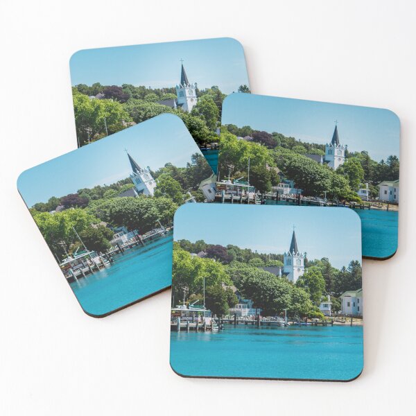 Item preview, Saint Anne's Church from the harbor of Mackinac Island designed and sold by Michael Deemer.
