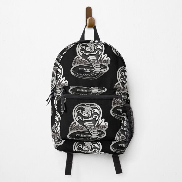 Cobra Kai Never Dies Steel Metallic Snake Logo Graphic Backpack