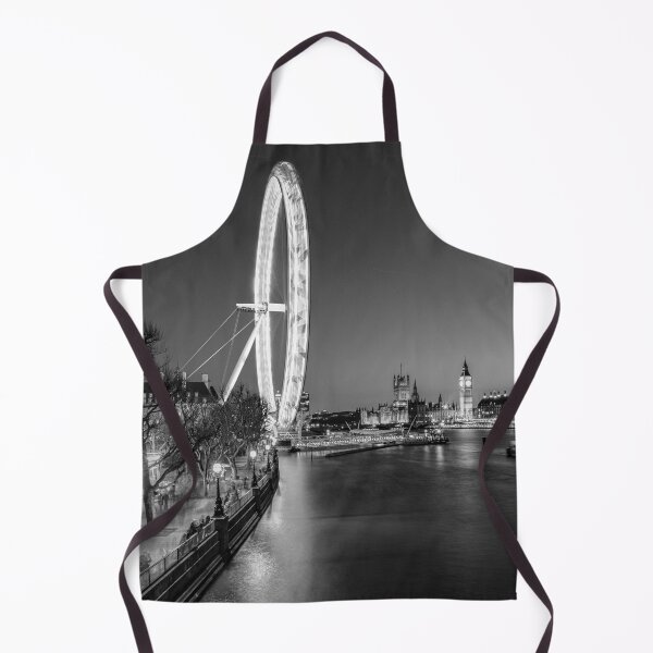 Item preview, Black & White clear night sky with iconic Big Ben, London Eye, Thames River designed and sold by HTPOP.