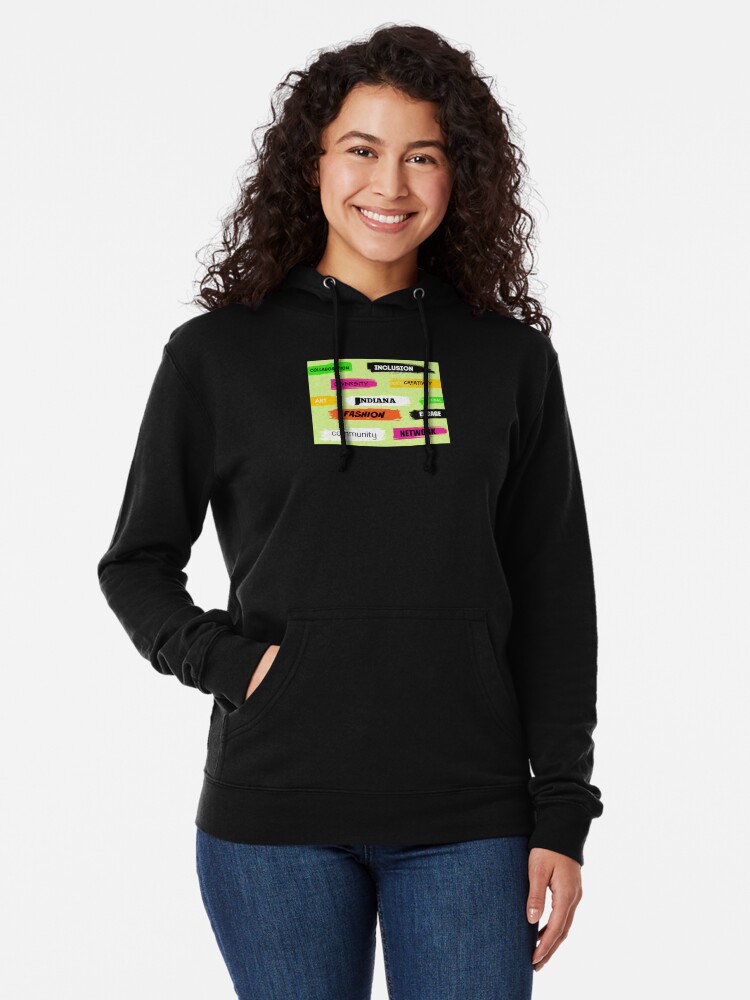 Alternate view of Words Print- Diversity-Inclusion- Indiana Fashion Lightweight Hoodie