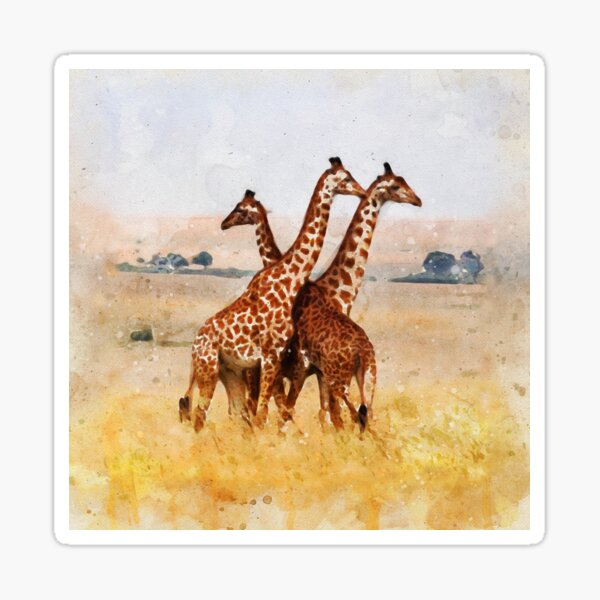 Aperçu de l'œuvre girafe famille_aquarelle créée et vendue par shokA Design.