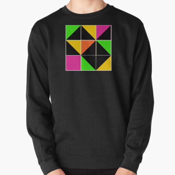 Stephen Sprouse inspired-geometric- color blocked- triangles-day glow colors Pullover Sweatshirt