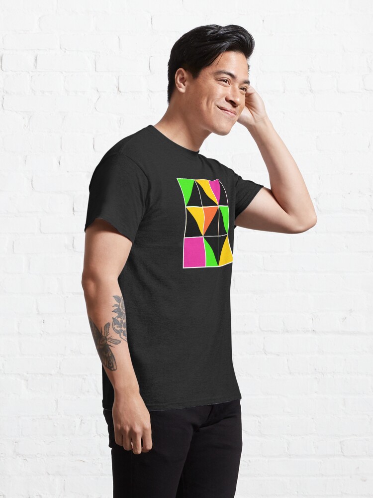 Alternate view of Stephen Sprouse inspired-geometric- color blocked- triangles-day glow colors Classic T-Shirt