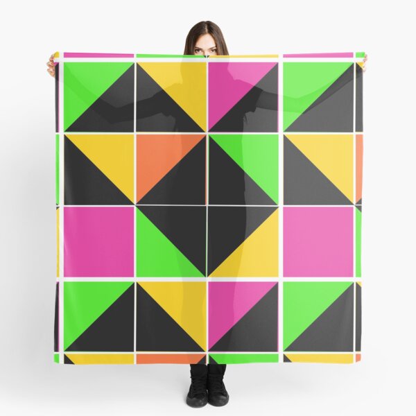 Stephen Sprouse inspired-geometric- color blocked- triangles-day glow colors Scarf