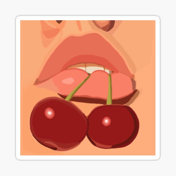 Lips Biting Fruit Drawing Cherry - Estrella Wallpaper