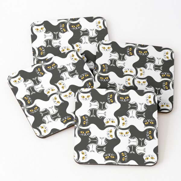 Item preview, Compact Cats - Black and White Cat Tessellation - Amber Eyes designed and sold by DaveSavageArt.
