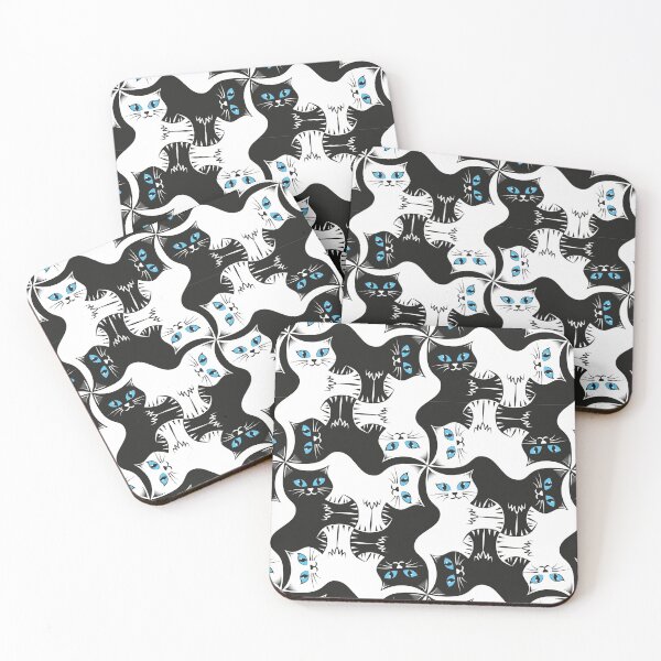 Item preview, Compact Cats - Black and White Cat Tessellation - Blue Eyes designed and sold by DaveSavageArt.