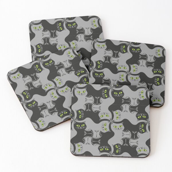 Item preview, Compact Cats - Black and Grey Cat Tessellation - GreenEyes designed and sold by DaveSavageArt.